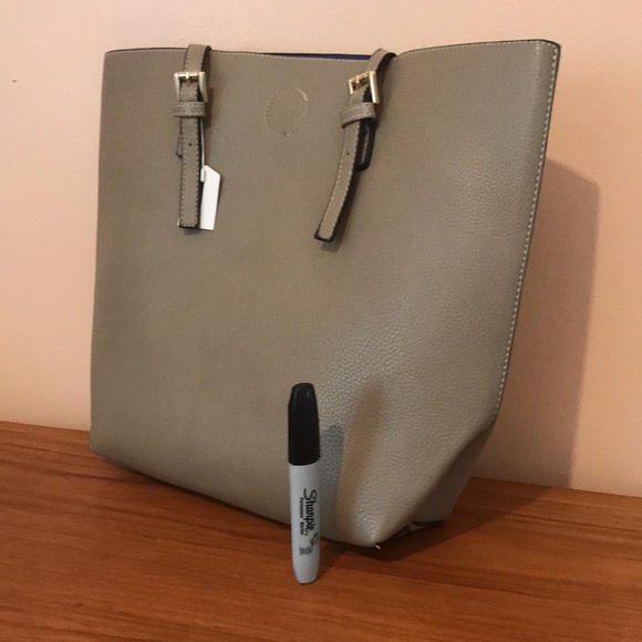 NWT-Vegan Smokey grey 4 piece satchel, pouch purse, key holder, rings! - Picture 3 of 14